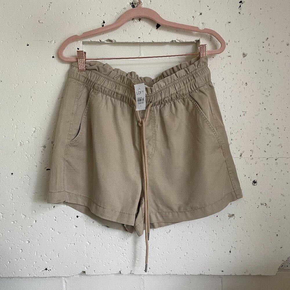 LOFT | Khaki Brown Paperbag Drawstring Pocket Shorts Small NWT